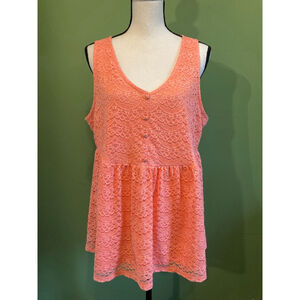 Women's Torrid Coral Lace Peplum Blouse Plus Size 2X